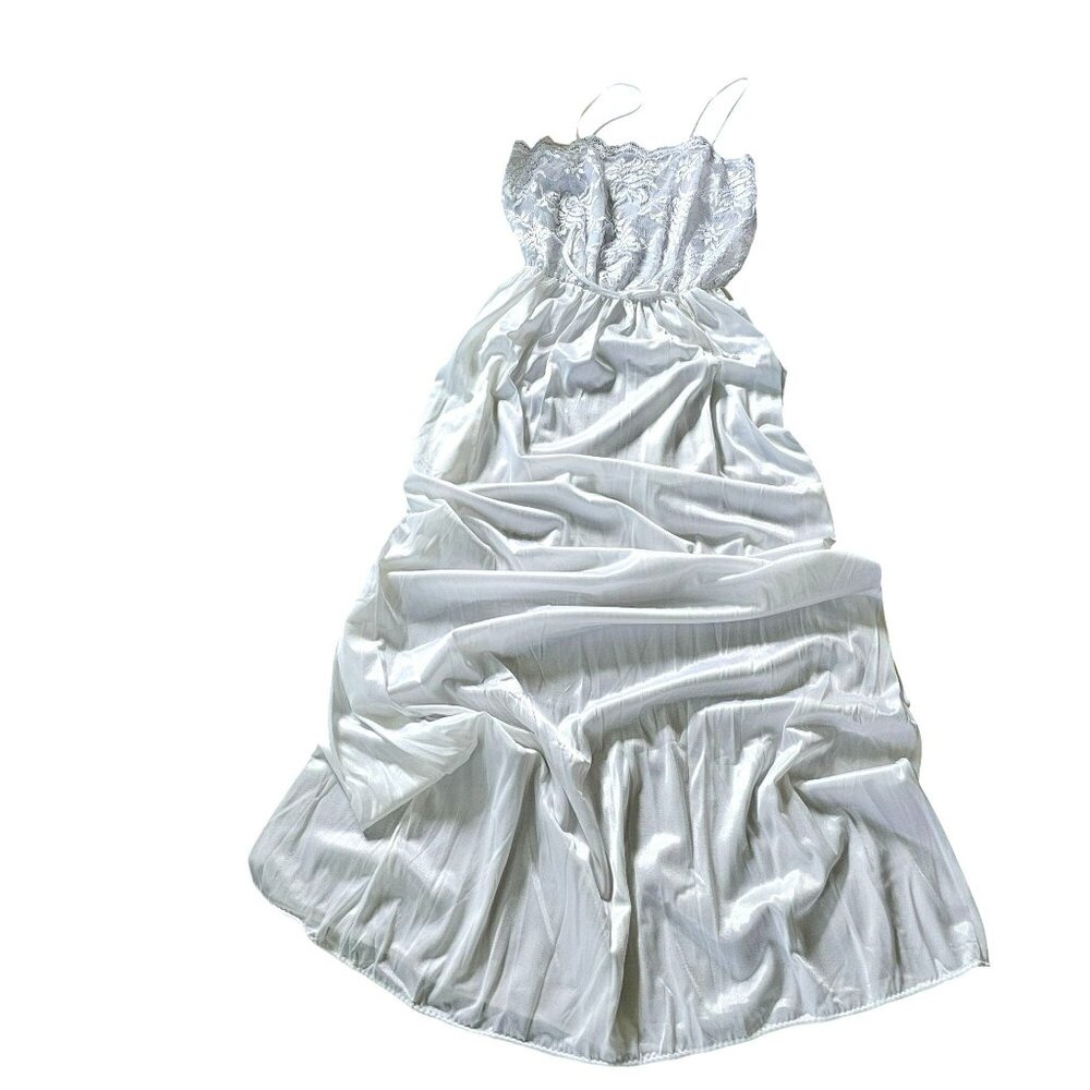 Undercover Wear Vintage Long Nightgown Slip Women's Size M White Lace Peignoir